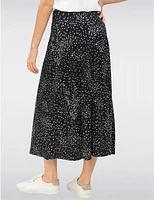 Manteaux | La maison du manteau au Québec Jupe Maxi Fluide Noir & Blanc à Enfiler avec Imprimé Pois Abstraits par Vamp