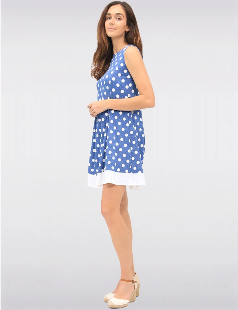 Robe A-Ligne Pois Sans Manches par Vamp