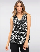 Manteaux | La maison du manteau au Québec Blouse Chic Sans Manches Effet Lin à Motif Feuilles Col V et Pli Devant par Vamp