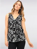 Manteaux | La maison du manteau au Québec Blouse Chic Sans Manches Effet Lin à Motif Feuilles Col V et Pli Devant par Vamp