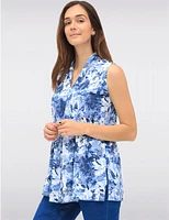 Manteaux | La maison du manteau au Québec Blouse Drapée Sans Manches à Motif Floral avec Col en V et Pli Devant par Vamp