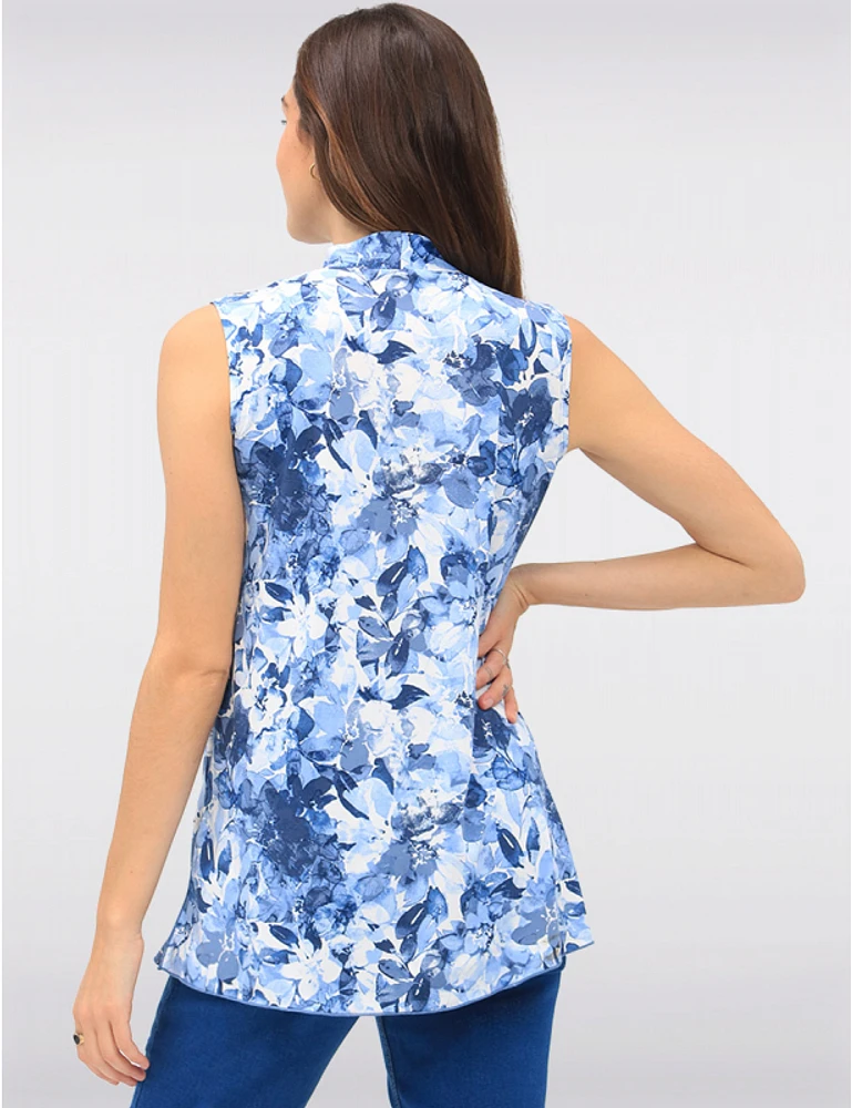 Manteaux | La maison du manteau au Québec Blouse Drapée Sans Manches à Motif Floral avec Col en V et Pli Devant par Vamp