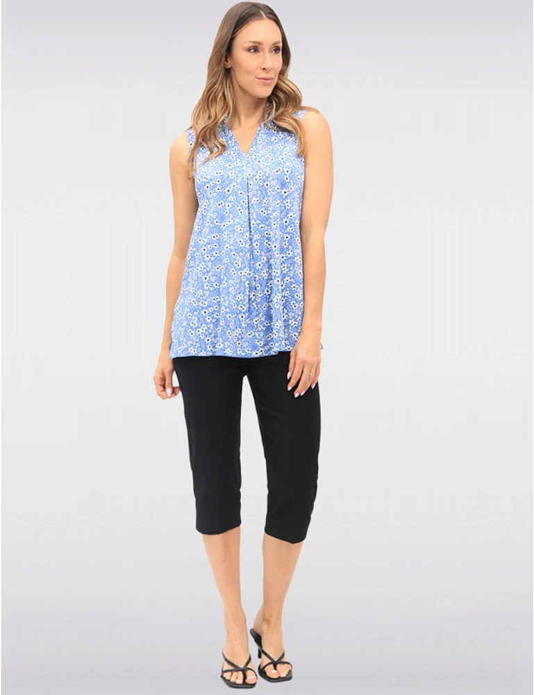 Manteaux | La maison du manteau au Québec Blouse Sans Manches Florale Extensible avec Plis Devant Fentes & Col V par Vamp