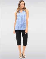 Manteaux | La maison du manteau au Québec Blouse Sans Manches Florale Extensible avec Plis Devant Fentes & Col V par Vamp