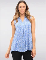Manteaux | La maison du manteau au Québec Blouse Sans Manches Florale Extensible avec Plis Devant Fentes & Col V par Vamp