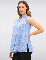 Manteaux | La maison du manteau au Québec Blouse Sans Manches Florale Extensible avec Plis Devant Fentes & Col V par Vamp