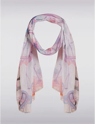 Manteaux | La maison du manteau au Québec Charmant Foulard Oblong Imprimé Flamant Rose Exotique avec Franges