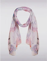 Manteaux | La maison du manteau au Québec Charmant Foulard Oblong Imprimé Flamant Rose Exotique avec Franges