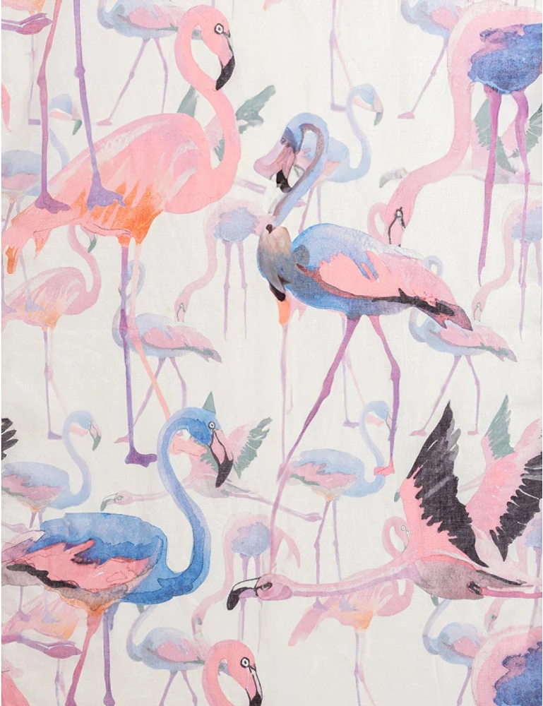 Manteaux | La maison du manteau au Québec Charmant Foulard Oblong Imprimé Flamant Rose Exotique avec Franges