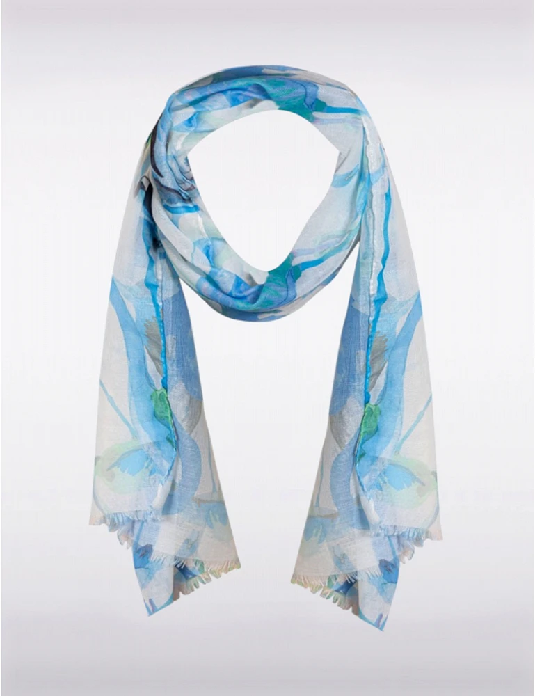 Manteaux | La maison du manteau au Québec Charmant Foulard Oblong Imprimé Flamant Rose Exotique avec Franges