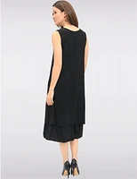 Manteaux | La maison du manteau au Québec Robe Noire Sans Manches à Imprimé Marguerites & Ourlet Asymétrique par Fun Sport