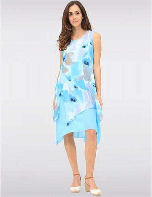Manteaux | La maison du manteau au Québec Robe Sans Manches Fluide à 2-Niveaux & Imprimé Aquarelle Abstrait par Fun Sport