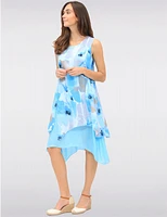 Manteaux | La maison du manteau au Québec Robe Sans Manches Fluide à 2-Niveaux & Imprimé Aquarelle Abstrait par Fun Sport