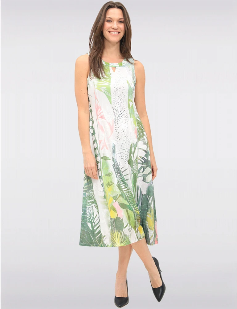 Robe Midi Tropicale Sans Manches par Cativa