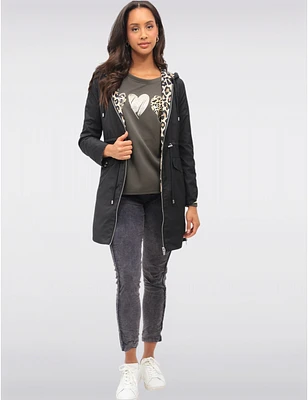 Parka Réversible Noir & Léopard par Ellen Tracy