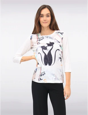 Haut Imprimé Chat Slim Fit par Ness