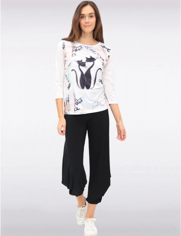 Haut Imprimé Chat Slim Fit par Ness