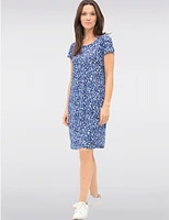 Manteaux | La maison du manteau au Québec Robe Évasée Fluide à Imprimé Floral Manches Courtes et Tissu Extensible par GWV