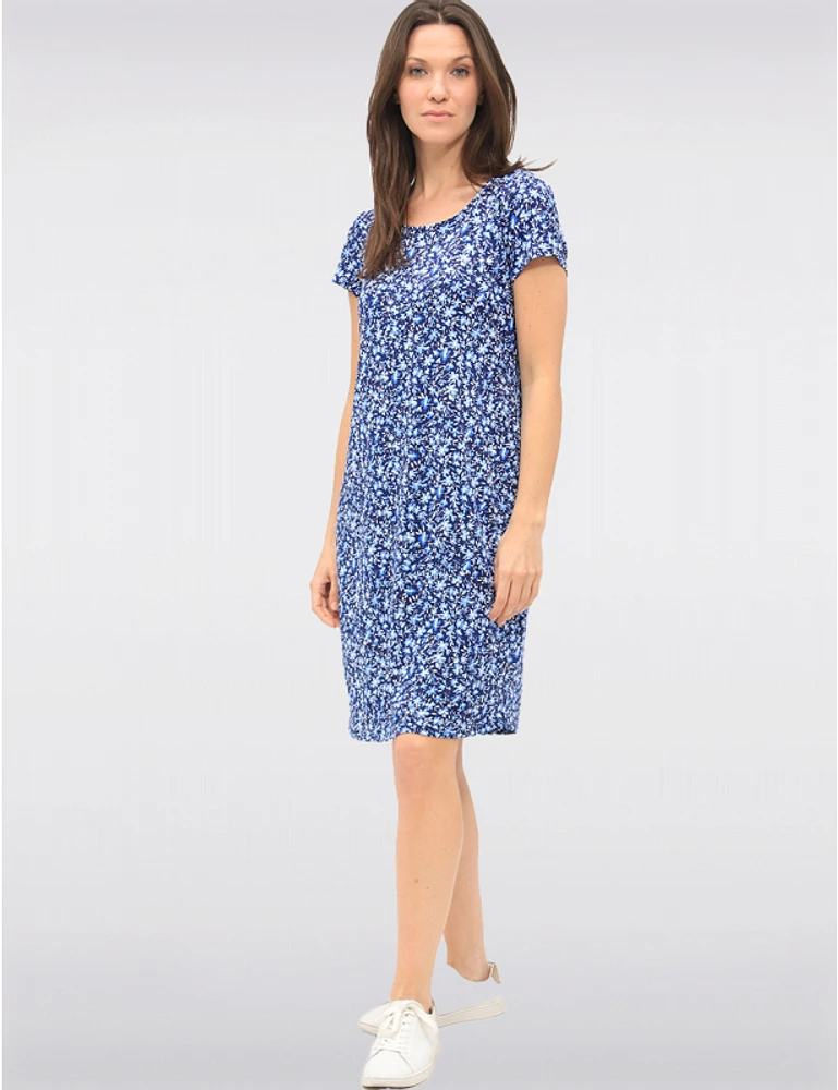 Manteaux | La maison du manteau au Québec Robe Évasée Fluide à Imprimé Floral Manches Courtes et Tissu Extensible par GWV