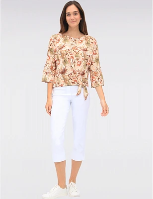 Manteaux | La maison du manteau au Québec Haut Floral Extensible avec Manches Dolman Col Rond & Nœud à l'Ourlet par GWV