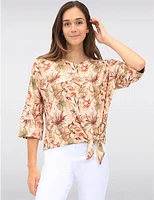 Manteaux | La maison du manteau au Québec Haut Floral Extensible avec Manches Dolman Col Rond & Nœud à l'Ourlet par GWV