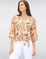 Manteaux | La maison du manteau au Québec Haut Floral Extensible avec Manches Dolman Col Rond & Nœud à l'Ourlet par GWV