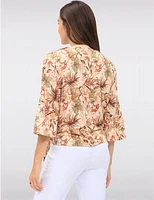 Manteaux | La maison du manteau au Québec Haut Floral Extensible avec Manches Dolman Col Rond & Nœud à l'Ourlet par GWV
