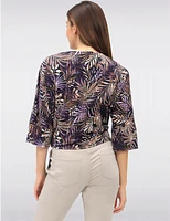 Manteaux | La maison du manteau au Québec Haut Extensible à Imprimé Feuilles Tropicales Col Rond Manche 3/4 & Nœud par GWV