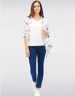 Manteaux | La maison du manteau au Québec Blouse Fluide Boutonnée à Fleurs avec Manches 3/4 et Fentes Latérales Par Goa