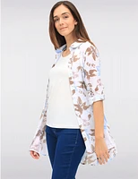 Manteaux | La maison du manteau au Québec Blouse Fluide Boutonnée à Fleurs avec Manches 3/4 et Fentes Latérales Par Goa