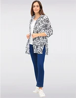 Manteaux | La maison du manteau au Québec Blouse N/b Boutonnée Imprimé à Manches 3/4 et Fentes Latérales par Goa