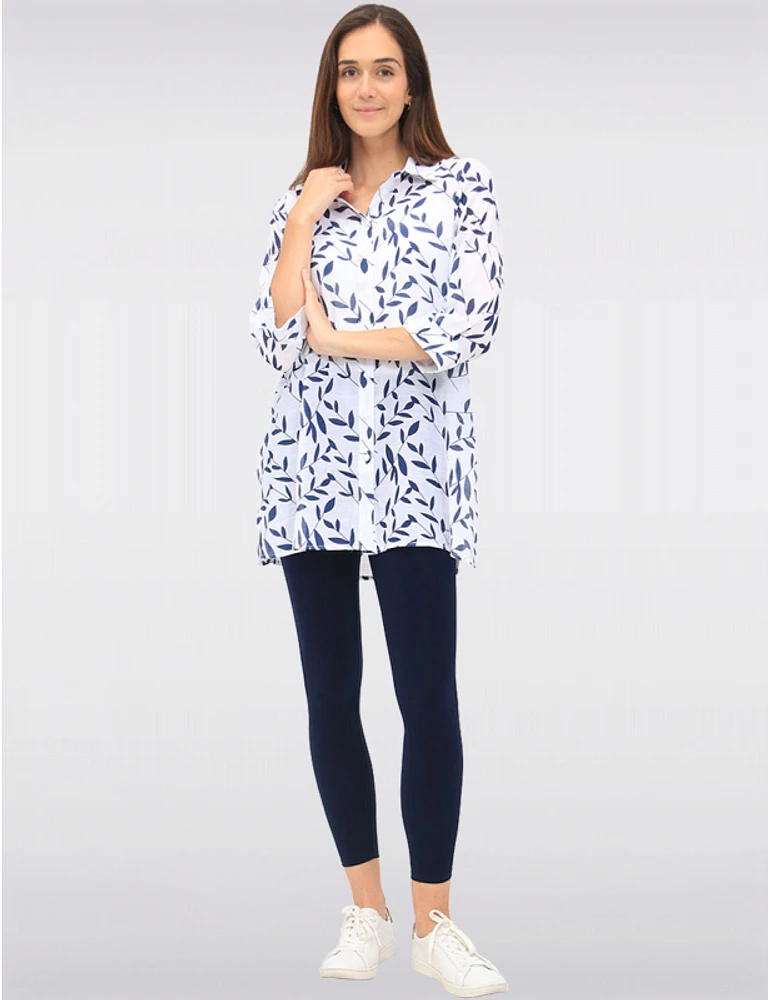 Manteaux | La maison du manteau au Québec Blouse Boutonnée Imprimé à Col Chemise Manches 3/4 et Fentes par Goa