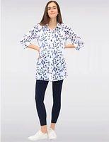 Manteaux | La maison du manteau au Québec Blouse Boutonnée Imprimé à Col Chemise Manches 3/4 et Fentes par Goa