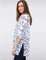 Manteaux | La maison du manteau au Québec Blouse Boutonnée Imprimé à Col Chemise Manches 3/4 et Fentes par Goa