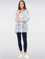 Manteaux | La maison du manteau au Québec Blouse Boutonnée Imprimé à Col Chemise Manches 3/4 et Fentes par Goa