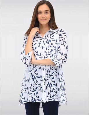 Manteaux | La maison du manteau au Québec Blouse Boutonnée Imprimé à Col Chemise Manches 3/4 et Fentes par Goa