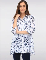 Manteaux | La maison du manteau au Québec Blouse Boutonnée Imprimé à Col Chemise Manches 3/4 et Fentes par Goa