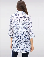 Manteaux | La maison du manteau au Québec Blouse Boutonnée Imprimé à Col Chemise Manches 3/4 et Fentes par Goa