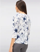 Manteaux | La maison du manteau au Québec Haut Imprimé Floral À Manches Trois Quarts Avec Strass by Moffi International