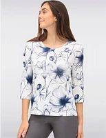 Manteaux | La maison du manteau au Québec Haut Imprimé Floral À Manches Trois Quarts Avec Strass by Moffi International