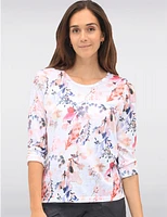 Manteaux | La maison du manteau au Québec Haut À Manches Froncées 3/4 Imprimé Floral Avec Strass by Moffi International