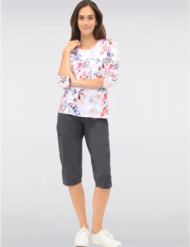 Manteaux | La maison du manteau au Québec Haut À Manches Froncées 3/4 Imprimé Floral Avec Strass by Moffi International