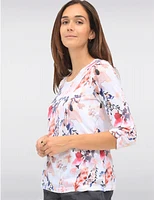 Manteaux | La maison du manteau au Québec Haut À Manches Froncées 3/4 Imprimé Floral Avec Strass by Moffi International