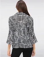 Manteaux | La maison du manteau au Québec Blouse Chic à Imprimé N/B Plissée Boutonnée Manches Évasées par Ninety