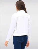 Manteaux | La maison du manteau au Québec Veste Courte Boutonnée en Mélange De Lin Avec Poches & Col Chemise Par Dash