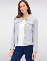 Manteaux | La maison du manteau au Québec Veste à Rayures en Mélange de Lin avec Col et Poches Poitrine par Dash Clothing