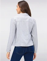 Manteaux | La maison du manteau au Québec Veste à Rayures en Mélange de Lin avec Col et Poches Poitrine par Dash Clothing