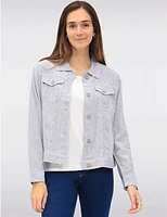 Manteaux | La maison du manteau au Québec Veste à Rayures en Mélange de Lin avec Col et Poches Poitrine par Dash Clothing