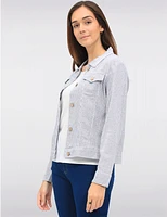 Manteaux | La maison du manteau au Québec Veste à Rayures en Mélange de Lin avec Col et Poches Poitrine par Dash Clothing