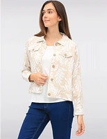 Manteaux | La maison du manteau au Québec Veste Courte Boutonnée Imprimée en Mélange De Lin Beige Avec Poches Par Dash